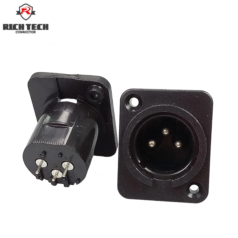 XLR Штекерный разъем 3 контактный панельный монтажный шасси квадратной формы
