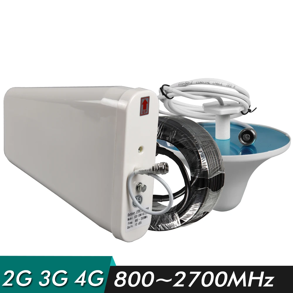 800~2700mhz Antenna set 10dBi outdoor lpda antenna+3dBi indoor Ceiling antenna+15 meters cable for mobile phone signal booster