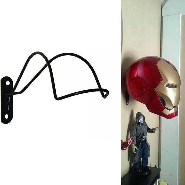 Iron Fireman Fire Fighter Helmet Wall Mount Display Rack Holder Metal