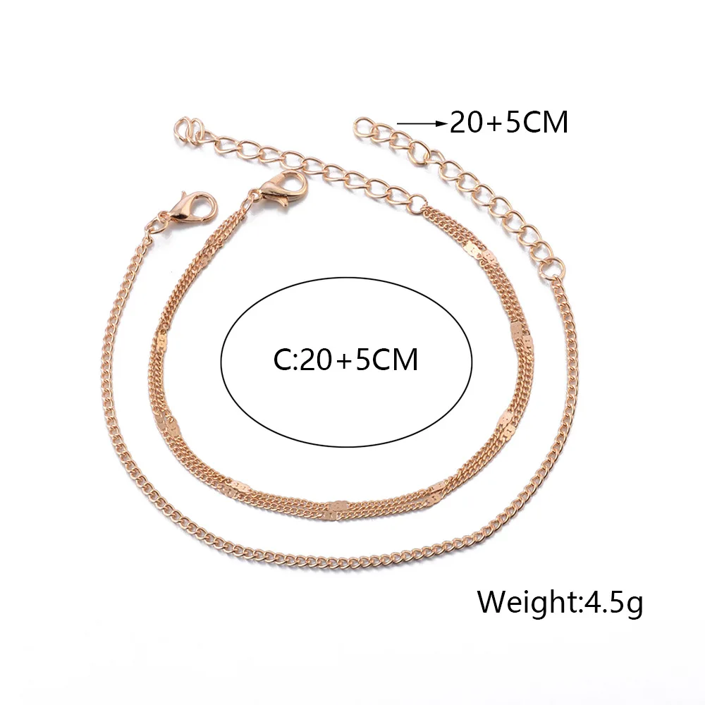 European and American new female jewelry simple double anklet beach anklet woman temperament anklet