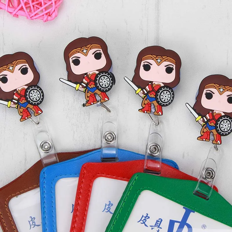 

2018 New Design Wonder Woman Nurse Telescopic Badge Roll with Horizontal Card Identity Card Business Card Hospital Office K085
