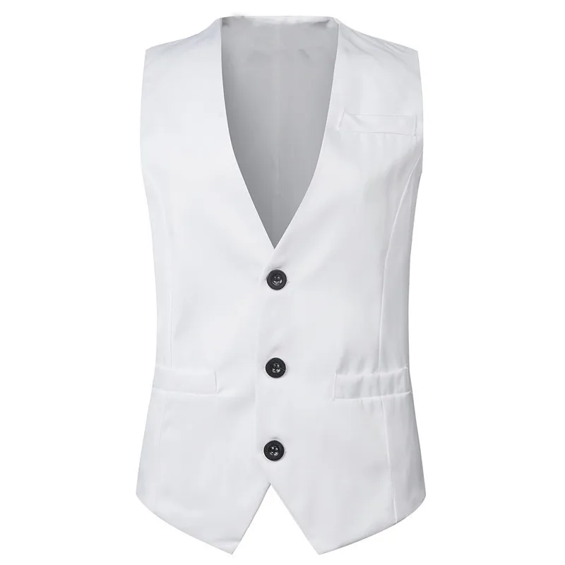 

New Thorndike Handsome Classic Style Solid White Colors Pure Color Vest With V Style Lapel White Black Classic Style Cheap Vest