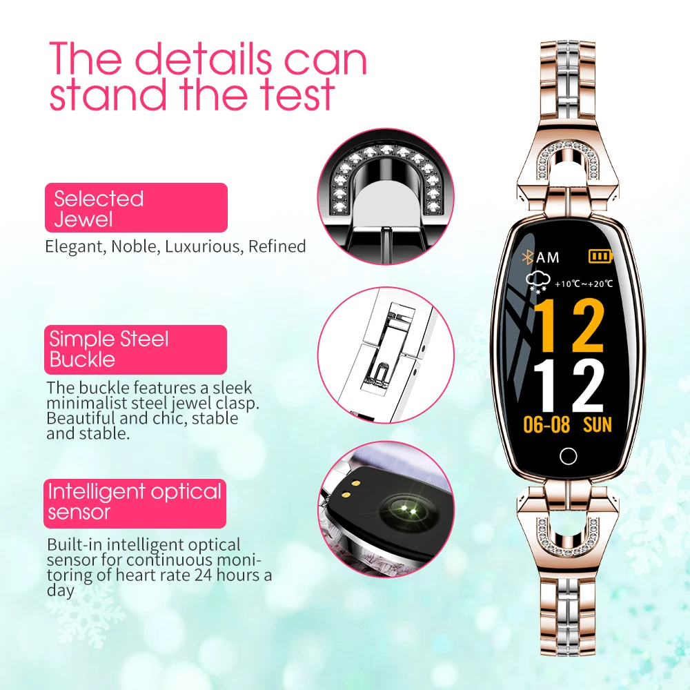 CYUC H8 women smart wristband fitness tracker bracelet Heart Rate Monitor blood pressure oxygen smart band best gift for Lady