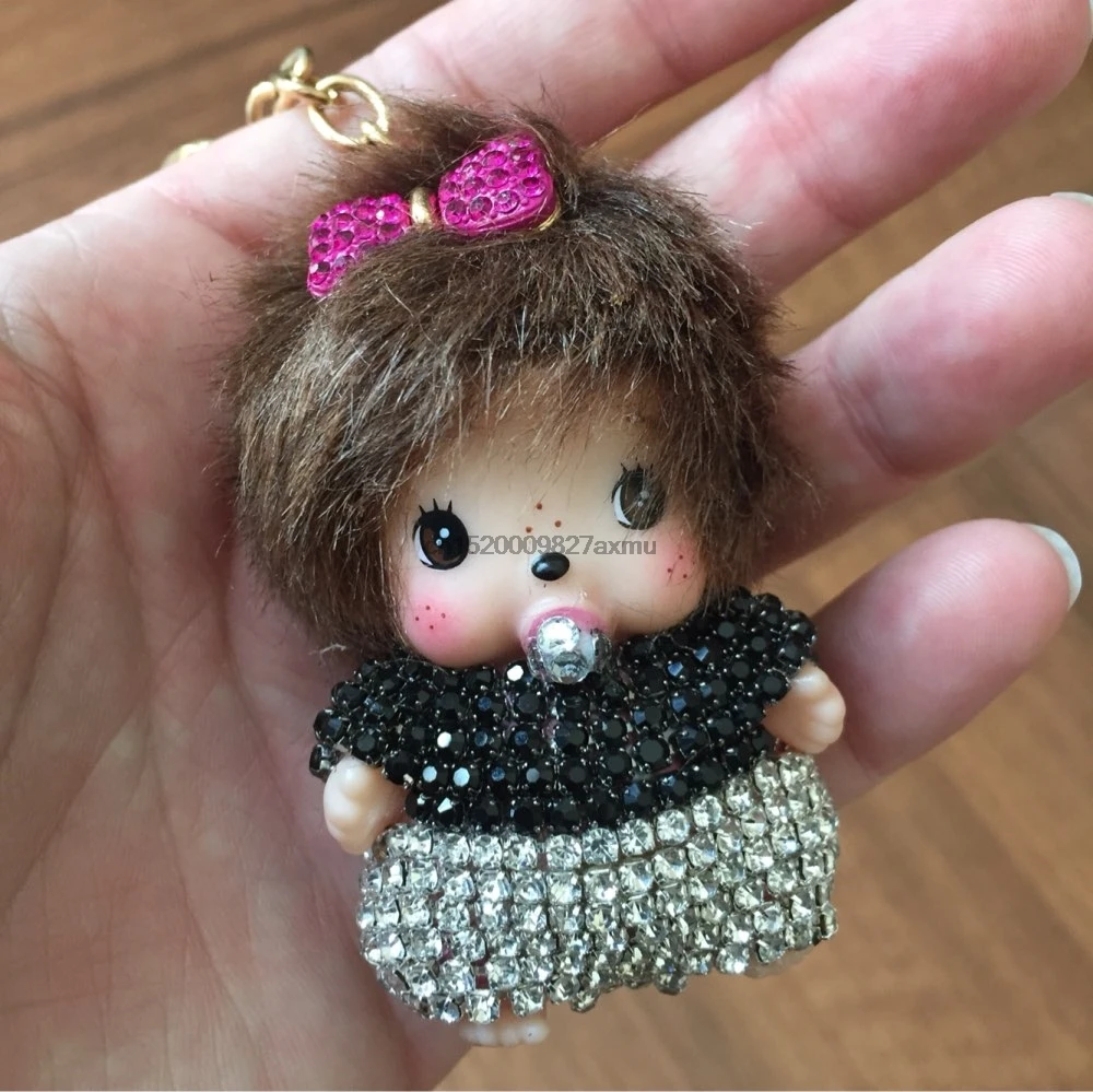 50 шт. лук узел горный хрусталь Monchhichi золото металлический брелок Monchichi