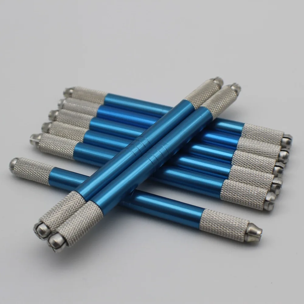 

100Pcs Aluminum Double U Manual Eyebrow Tattoo Needle Pen Permanent Makeup Microblading Pen For 3D eyebrow embroidery