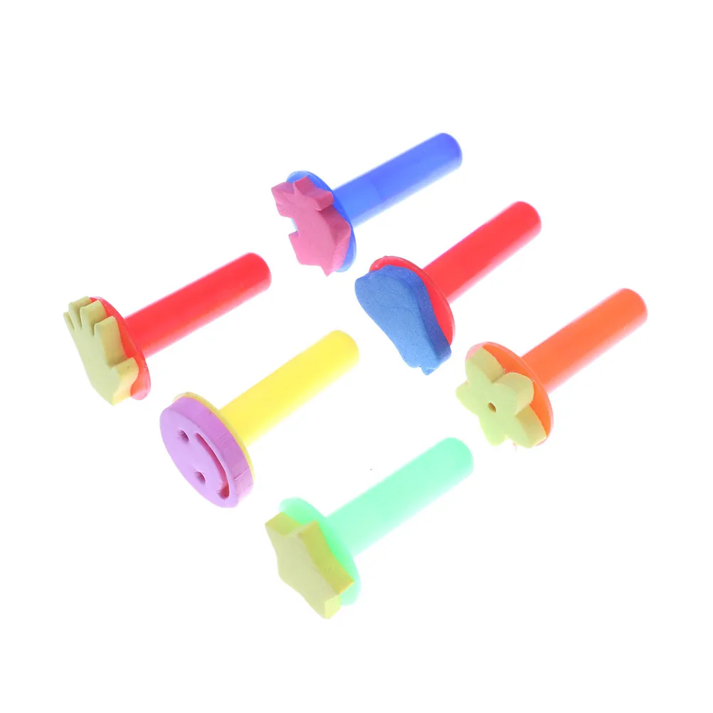 6 PCS/Set Sponge Painting Brush Children Painting Brush Flower Stamp Kids DIY Graffiti Drawing Toys