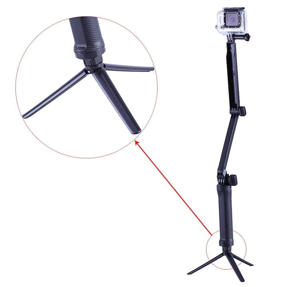 Husiway Collapsible three way Monopod Selfie stick Mount Camera Grip