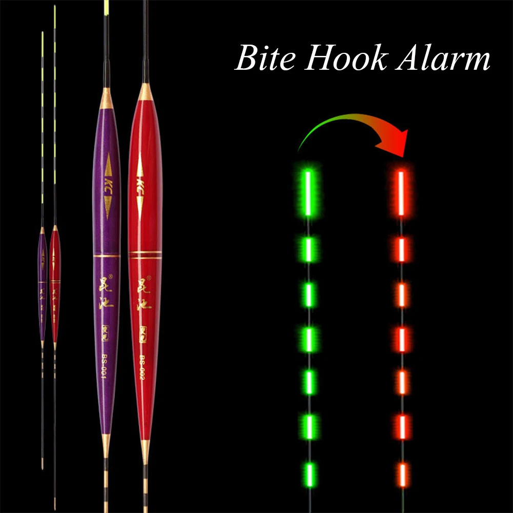 

1Pcs Smart Fishing Float Bite Alarm Fish Bite Bait LED Light Color Change Automatic Night Electronic Changing Buoy Strike Intell