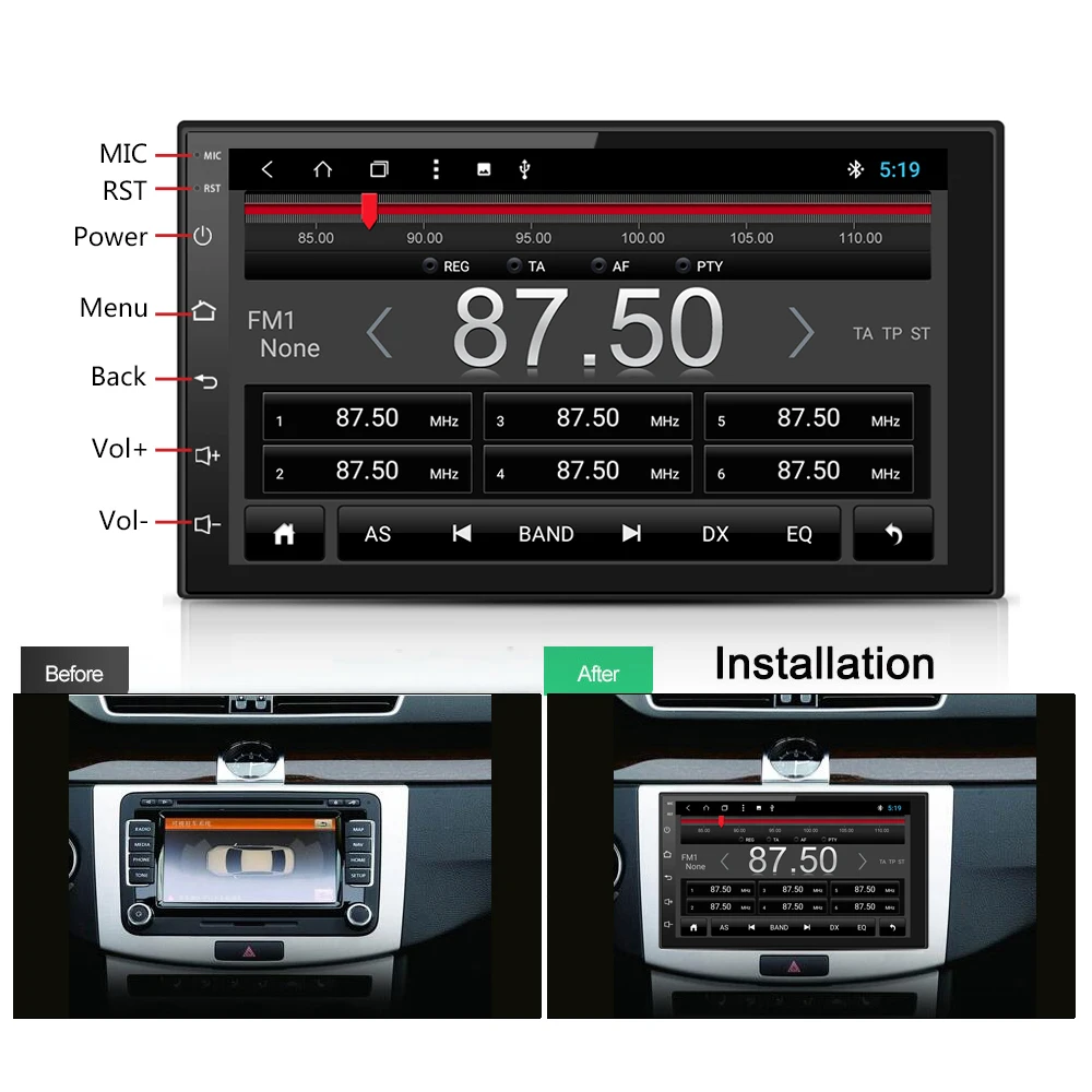 Cheap 7" Android 8.0 Octa Core 2G+16G Universal Double 2 Din no dvd Car Audio Stereo GPS Navigation Radio Kits Car Multimedia RDS 10