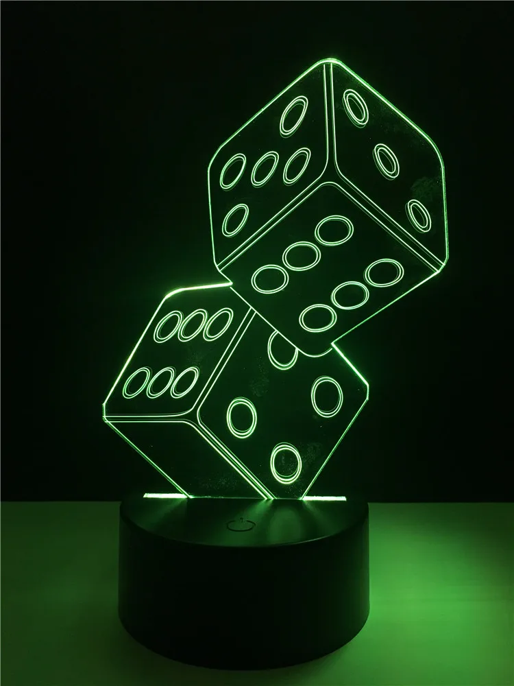 Decorative Lighting Cable Fashion Double Dice Shaped 3D LED USB Bedroom Night Light Multicolor Table Lamp Friends Gifts