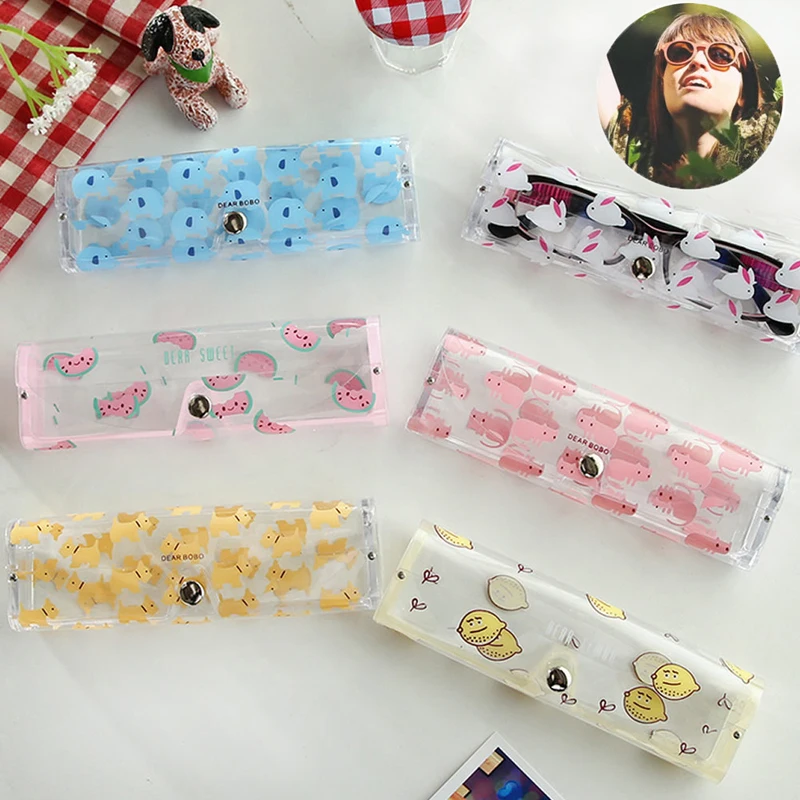 Kawaii мультфильм животных очки из ПВХ коробка милый прозрачный Чехол для очков