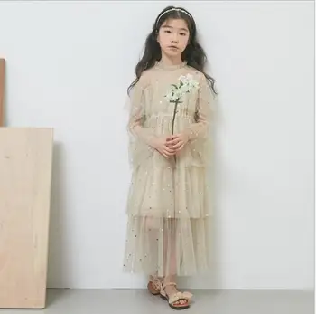 

2019 Korean style girls ruffles dress fashion summer voile girls princess dresses 4-9t B234