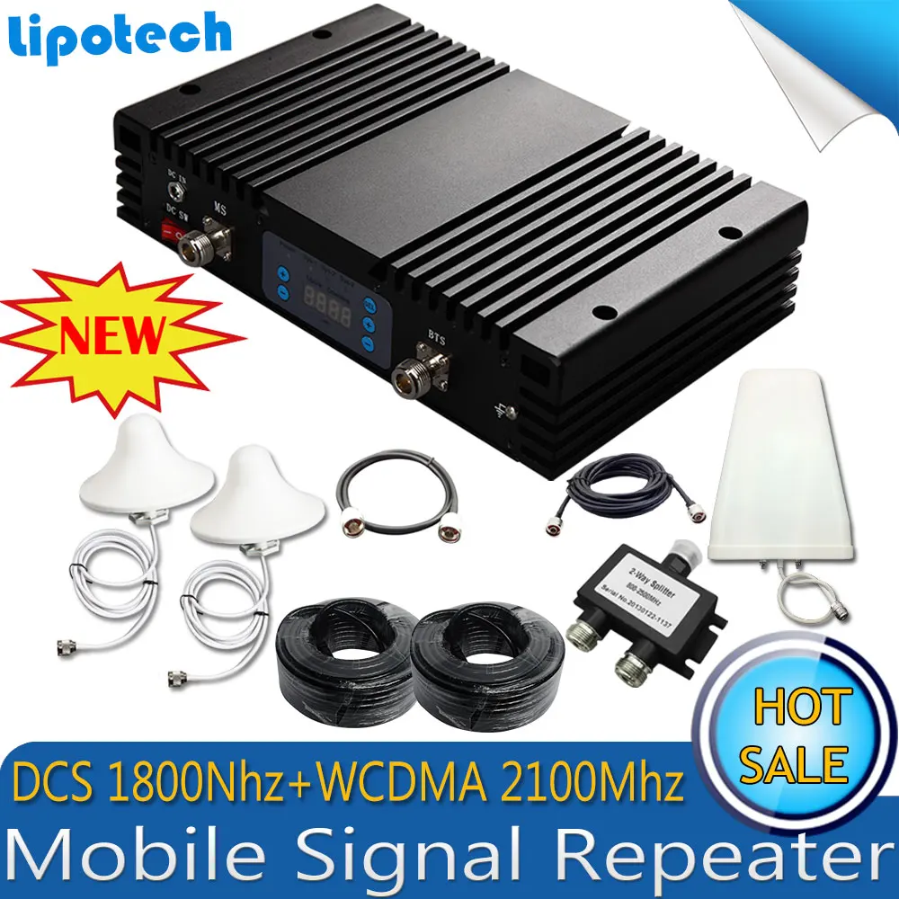 

Kits 75dB Gain Mobile Signal Booster GSM 4G 1800Mhz 3G WCDMA 2100Mhz Cell SmartPhone Signal Repeater Cellular DCS UMTS Amplifer