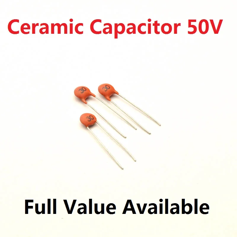 

100PCS 50V Ceramic capacitor 9P/10P/18P/20P/24P/25P/27P/30P/33P/39P/47PF/P 100/180/200/240/250/270/300/330/390/470/PF Free Ship