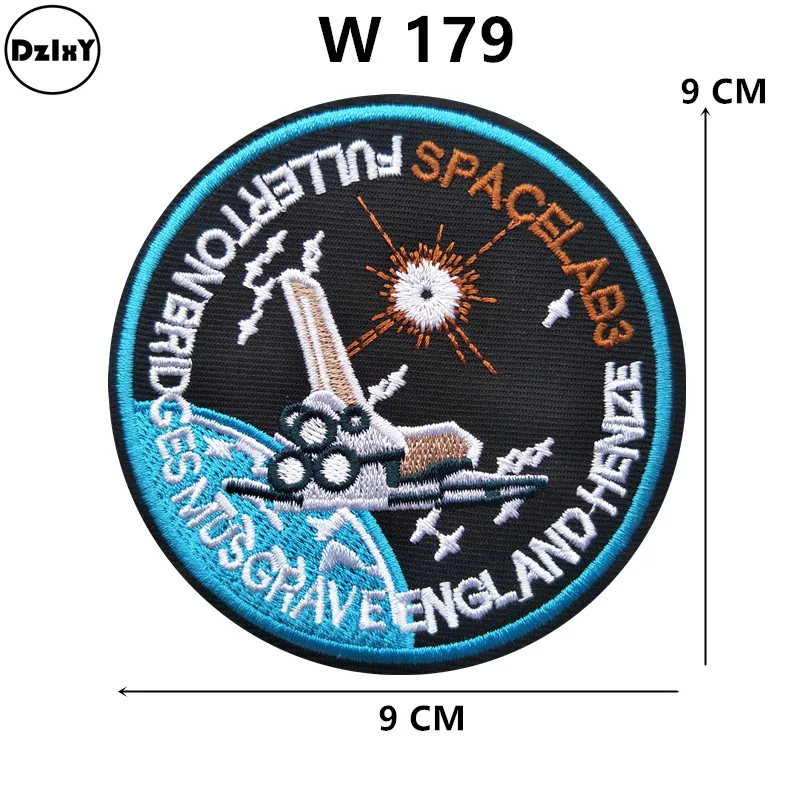 

Round Spacecraft Patches for Kids Clothes Iron on Appliques DIY Stripes Embroidery Stickers Sew on Badges @W-179