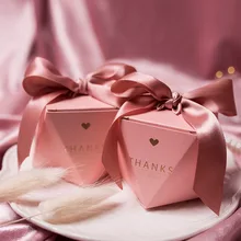 Бумага в форме алмаза Свадебная коробочка для сладостей услуги для гостей Подарочная коробка Упаковка с лентами Baby Shower День рождения украшения