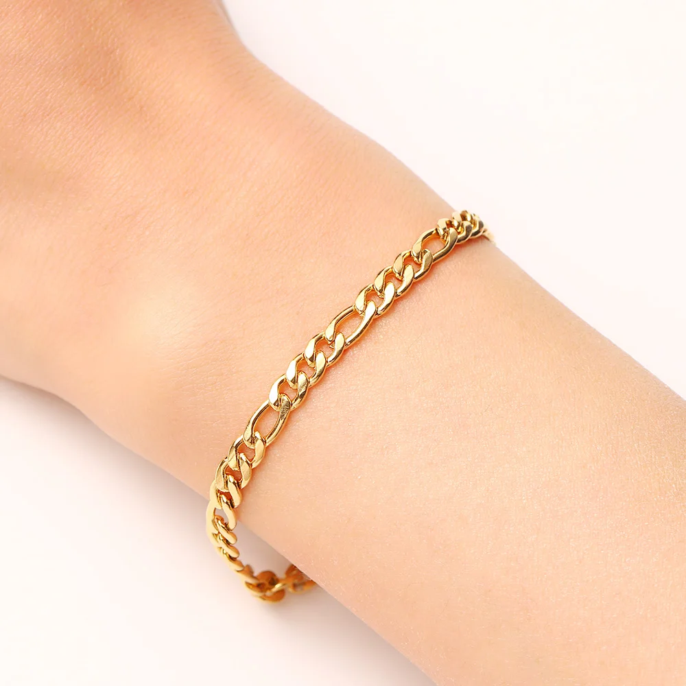 CACANA Stainless Steel Chain Bracelets For Man Women Gold Silver Color For Pendant Flat Donot Fade Jewelry A1233