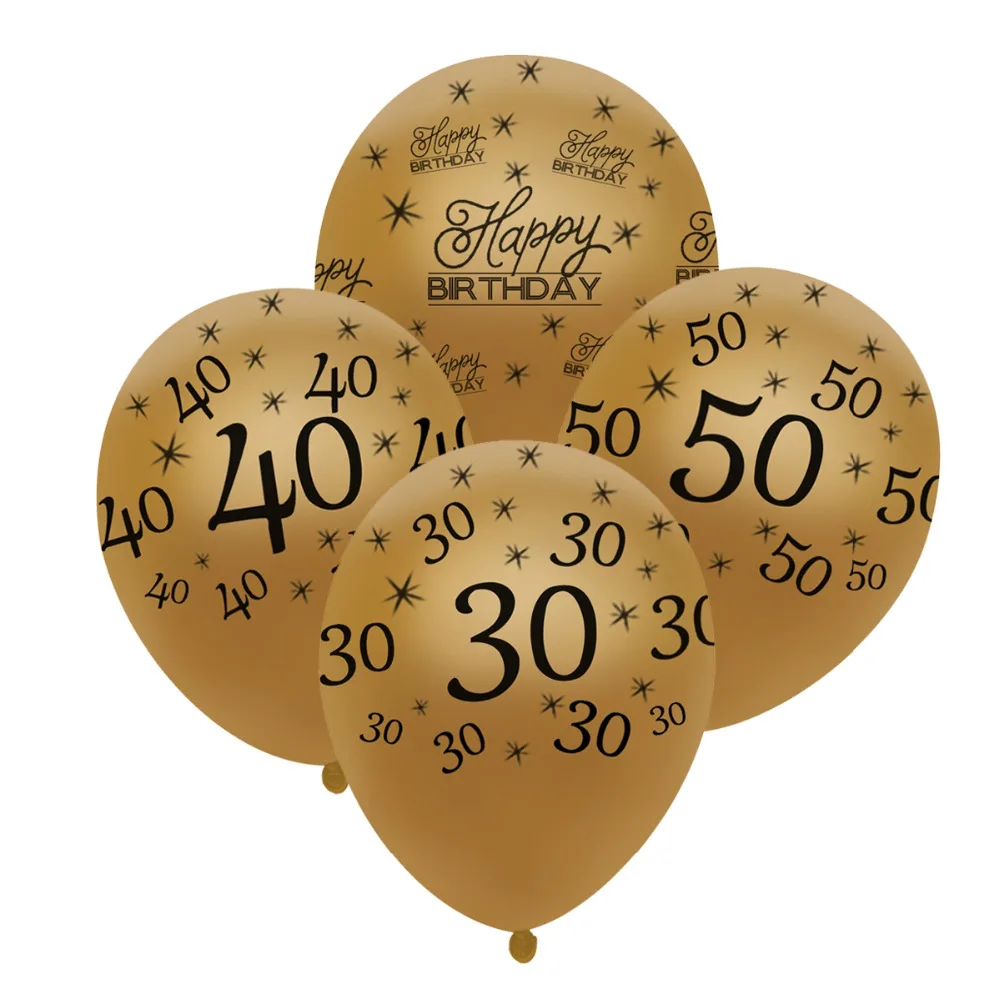 QIFU, 10 шт., 12 дюймов, золотые латексные шары, воздушные шары для дня рождения, украшения для взрослых, черная фольга, гелиевые конфетти для воздушного шара, 30, 40, 50, 60
