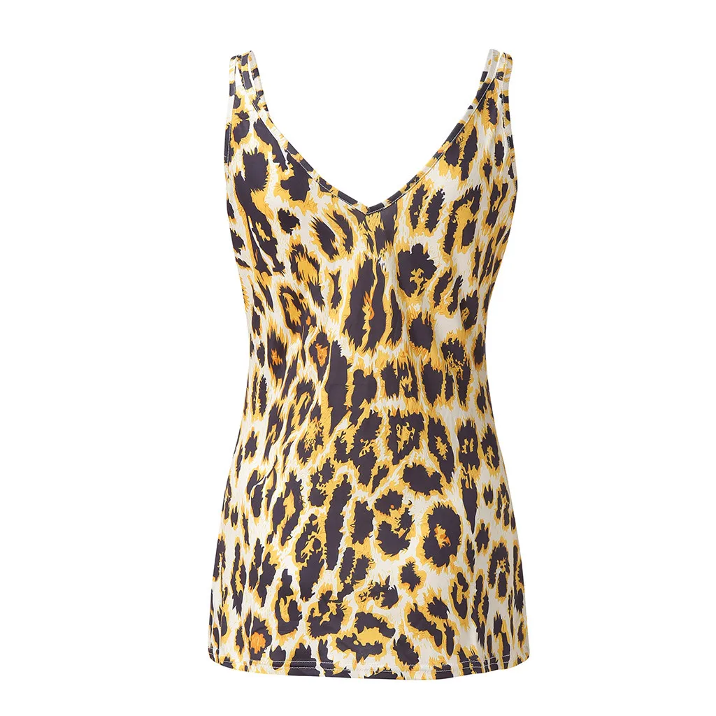 Для женщин летние жилет без рукавов Leopard повседневное пикантные безрукавки для футболка Drop Shopping Топ estampado mujer Wd3