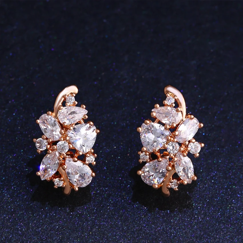 

Statement Earrings 2019 Cubic Zirconia God-Color Crystal Hoop Earrings for Women Accessories Birthday Gift