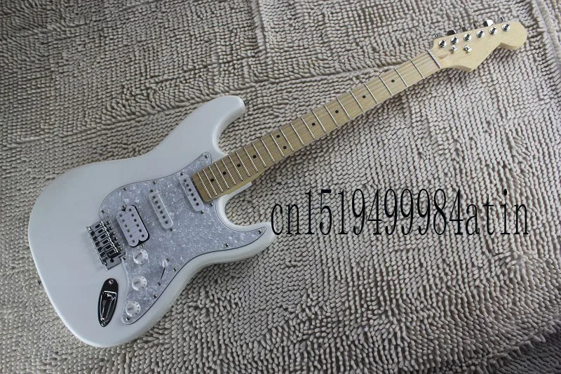 Hardcase high quality rosewood fingerboard 6 string strat White pearl guard electric guitar | Спорт и развлечения