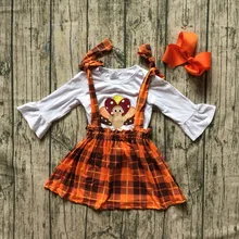 Новая осенне-зимняя одежда для маленьких девочек на День Благодарения клетчатое Хлопковое платье с бретельками и бретельками из Турции Эксклюзивное платье с длинными рукавами и бантом