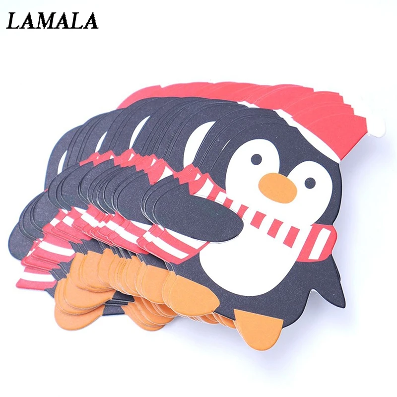 50PCS Kids Santa Claus Penguin Lollipop Christmas Paper Card Candy Xmas Good Natal Decorations For Home
