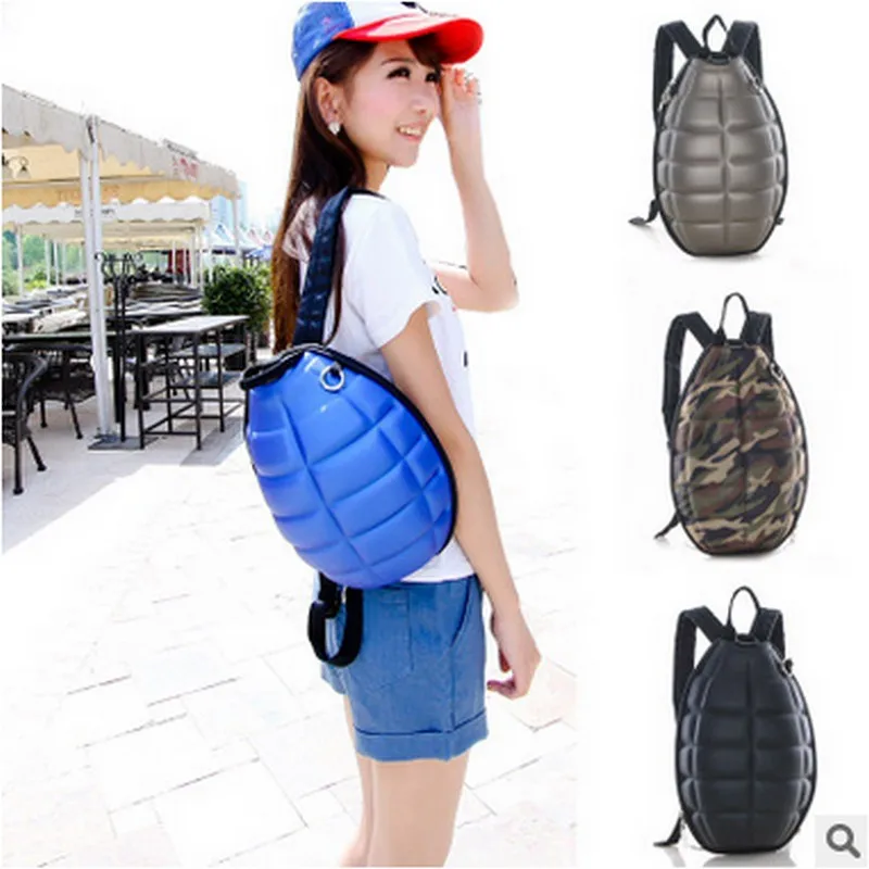 2016 New Men And font b Women b font Fashion Creative Grenade Cartoon Backpack Travel Lady