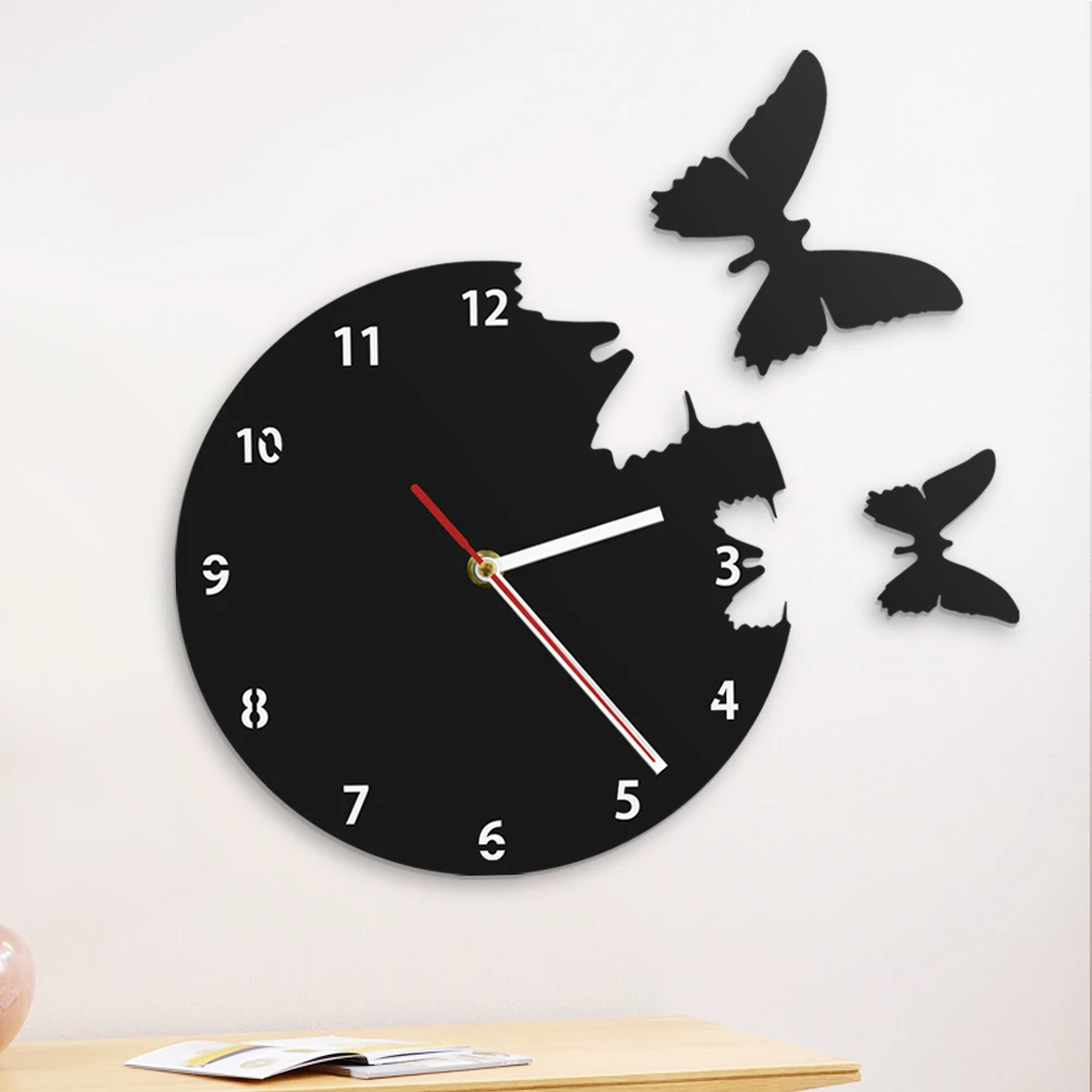 1Piece Flying Butterflies Wall Clock Flying Away Timepieces