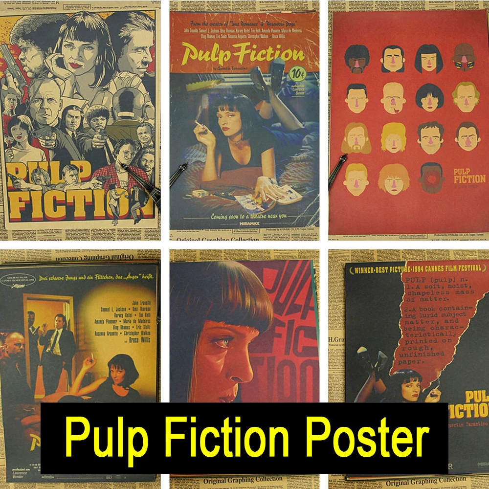 

Pulp Fiction B gather retro Poster Retro Kraft Paper Bar Cafe Home Decor Painting Wall Sticker