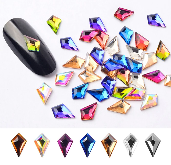 10PCS Irregular Nail Art Rhinestones Colorful Semicircle Crystal Flat Back 3D Nail Jewelry Decorations 1Pc Fluorescence Stone