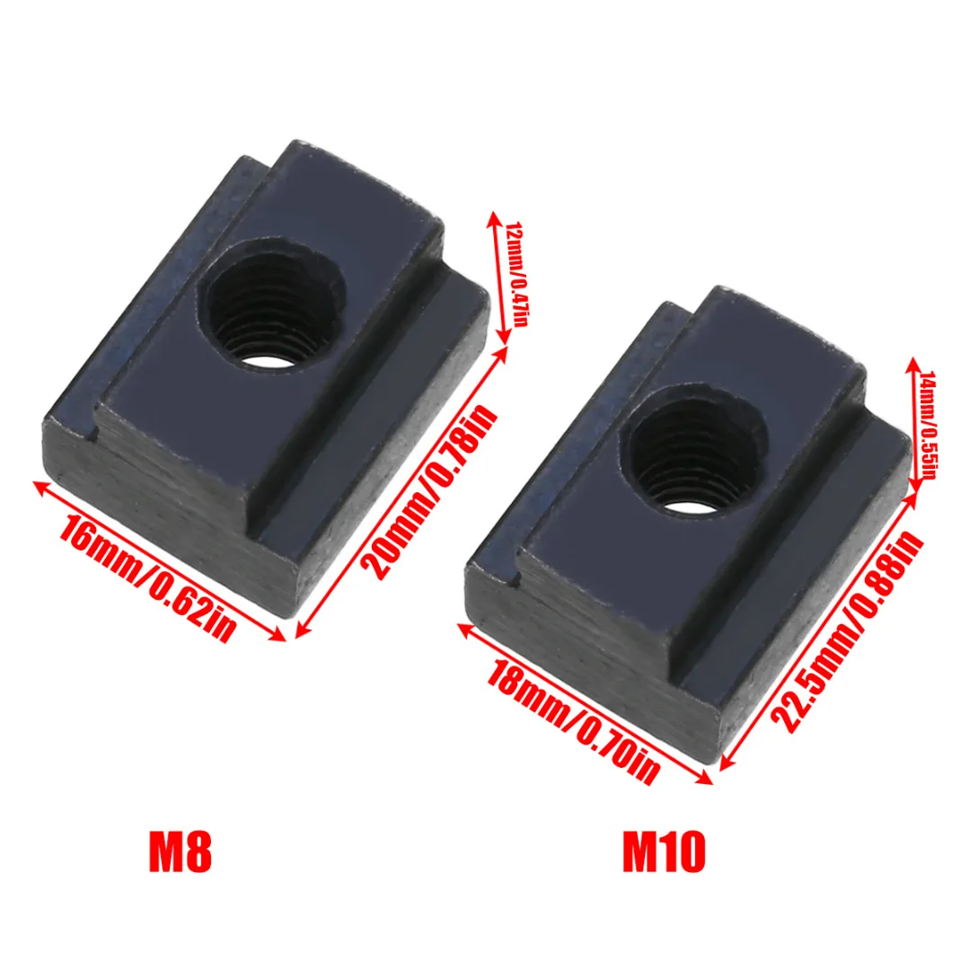 5pcs Oxide Finish T Slot Nuts High Hardness M6/8/10/12 Threads T-slots In Machine Tool Tables