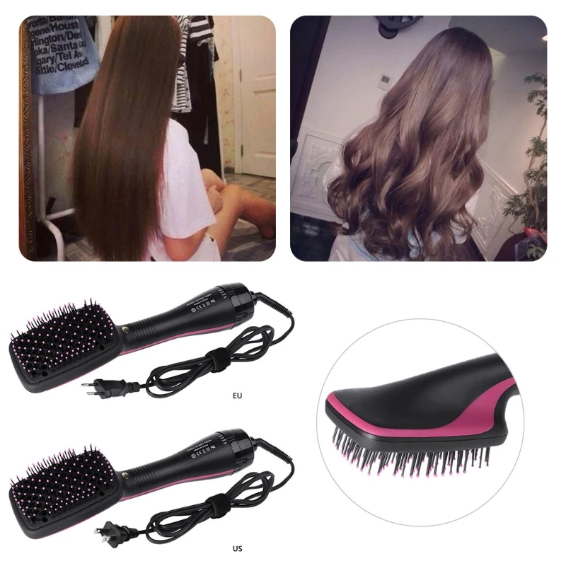 

Multi-function 2 in 1 Negative Ions Heated Hair Dryer Straightener Styler Comb Professional Air Hair Curls Comb