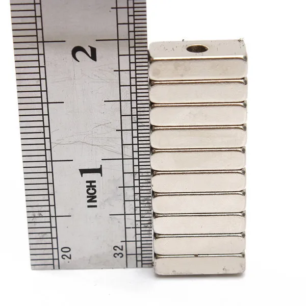60 шт./лот блоковые магниты 20x10x5 мм отверстие 4 мм редкоземельный магнит Неодимовый N50