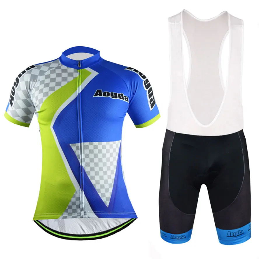 Aogda Plaid Road Bike Clothing Men's Cycle Jersey Tops & Bike Padded ...