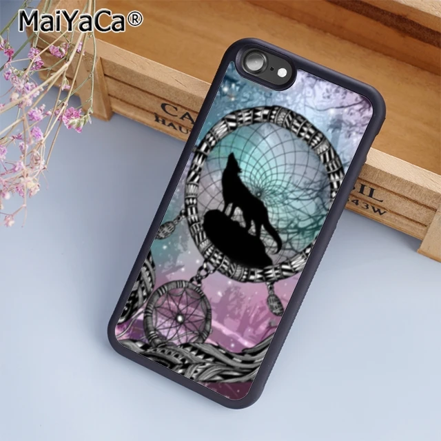 Чехол MaiYaCa для телефона с изображением Ловца снов волка воющего на Луне iPhone 5 6s 7 8