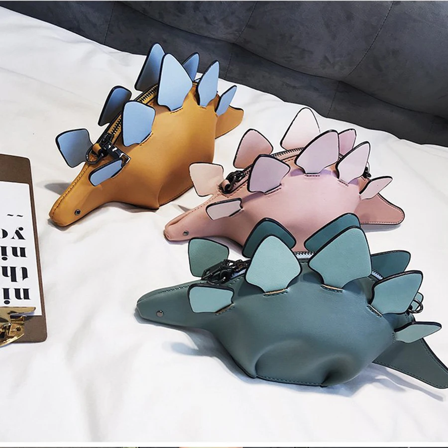 دوسون الإبداعية الحرباء الكرتون حقائب رفرف 3D مضحك ديناصور الحيوان حقيبة ساعي المغطاة بألواح الكتف Crossbody أكياس فتاة هدية
