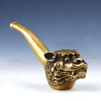 

Chinese Pure brass Hawk eagle Bird head Tobacco pouch pipe Smoking Tools