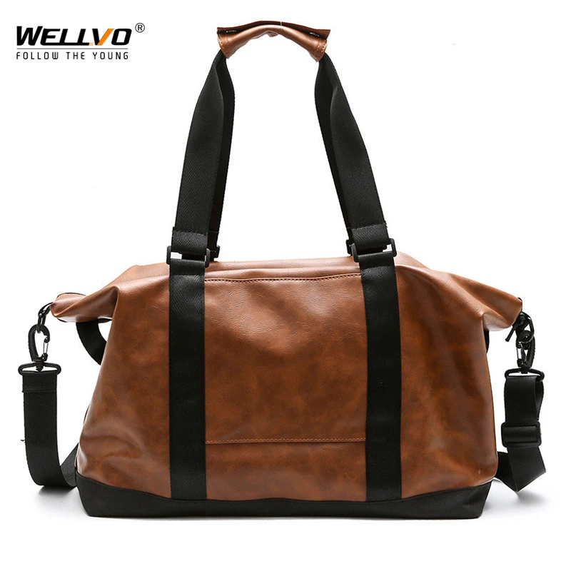 High Quality PU Leather Men Travel Duffle Bag sac de voyage Women Bucket Luggage Large Handbag Shoulder Crossbody Bag XA205WC