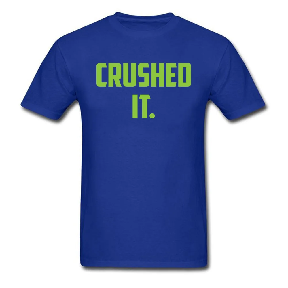 Crushed It Summer T-Shirt for Men Pure Cotton Labor Day Tops Tees Print Tee Shirt Short Sleeve Retro Round Neck Crushed It blue