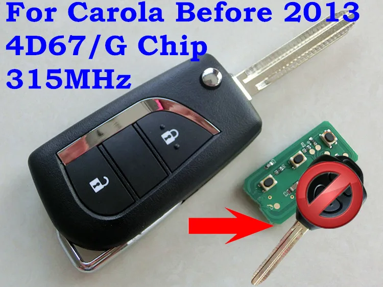 

RMLKS Flip Folding Remote Key 2 Button 4d67 Chip G 315MHz For TOYOTA Corolla RAV4 Yaris EZ Keyless Entry Fob Case Car Alarm