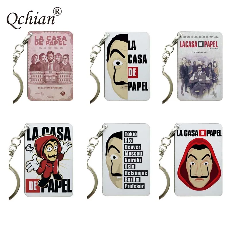 

Custom Transparent Acrylic Or Wooden Keychain House of Paper La Casa De Papel Color Photo Printed Series Car Keychain Jewelry