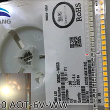 100 шт AOT высокой мощности Светодиодный 3030 1,6 W 6V 3000K теплый белый EMC прибор для освещения