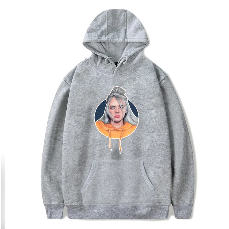  Women Man Billie Eilish Hoodies Solid Color Long Sleeve Sweatshirts Casual Loose Hooded Pullover Le