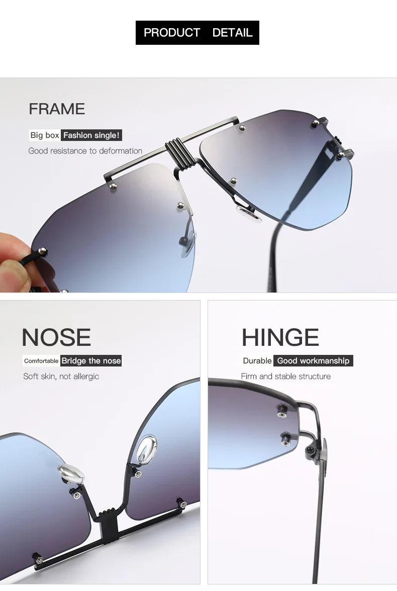 Emosnia Pilot солнечные очки с градиентными линзами модные унисекс без оправы Пилот солнцезащитные очки для уличные очки UV400 Gafas De Sol