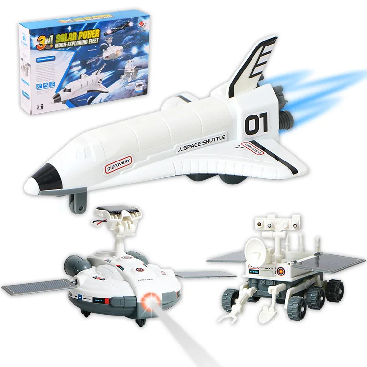 

New 3 in 1 Solar Power Educational Toy Spaceship Lunar Exploration Fleet DIY Solar Transfomation Robot Kits Novelty Kids Gift