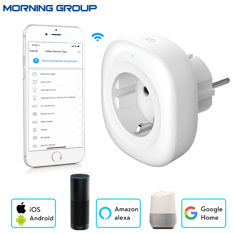 

EU Power Plug Mini Wifi Smart Socket Mobile APP Remote Control USB Output Works with Amazon Alexa Google Home
