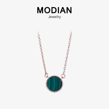 

MODIAN New 925 Sterling Silver Rose Gold 3 Color Round Pendant Necklace for Women Multi-wearing Designer Jewelry Gifts