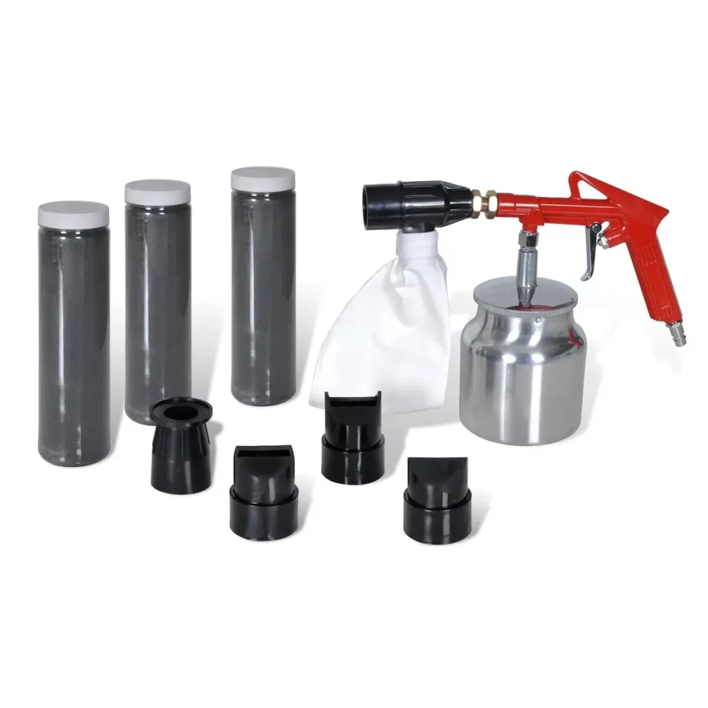 

VidaXL Gravity Sandblasting Gun Pneumatic Small Sand Blasting Machine Sandblasting Set Rust Blasting Device With 3 Bottle 4 Jet