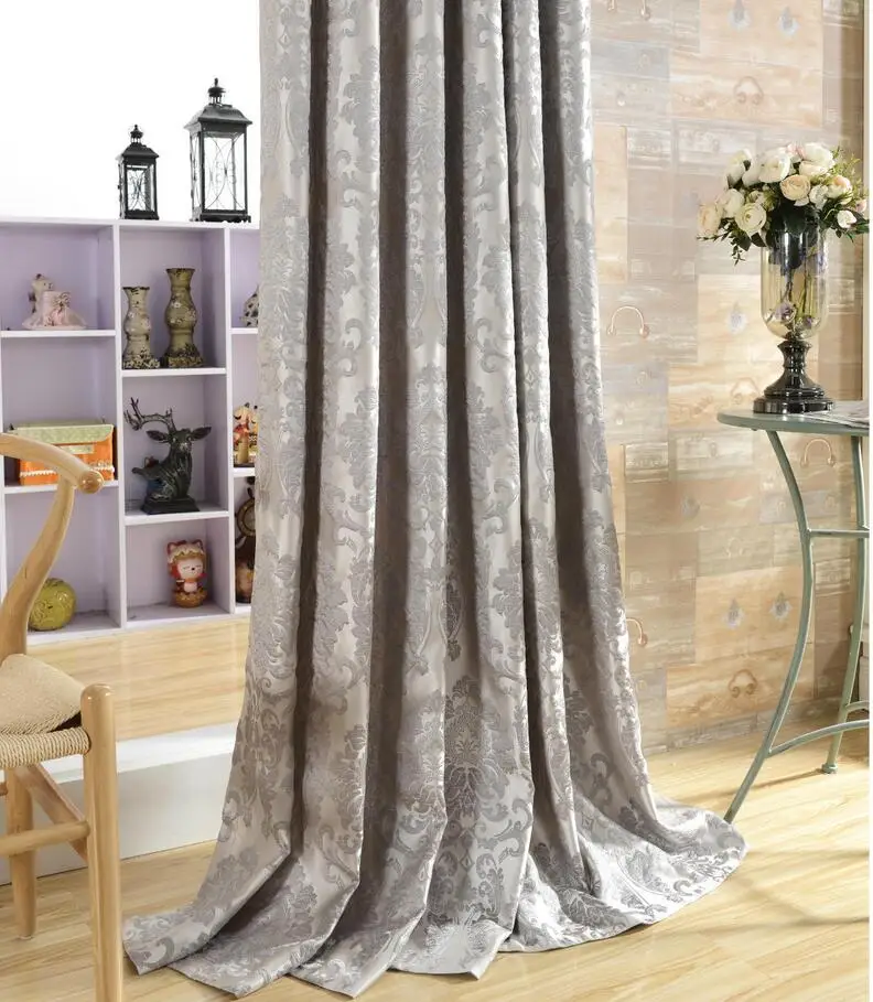 Светлячок жаккардовые оконные шторы тяжелая ткань высокого качества с серебряной проволокой встраивания 65% затенение для гостиной цветочный синий цвет - Цвет: Silver